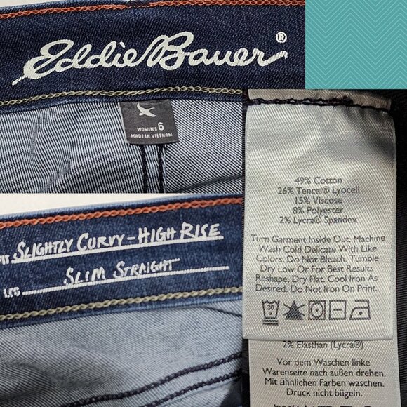 Eddie Bauer Dark Wash High Rise Slim Straight Jeans - Picture 5 of 5